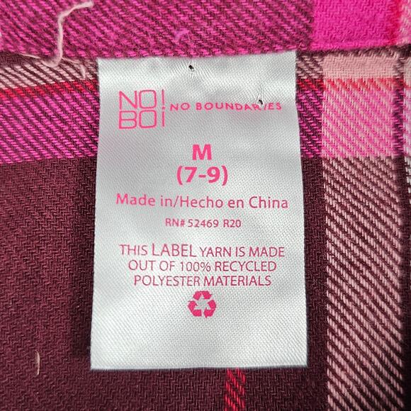 Pink Flannel Plaid Womens Size 7-9 Long Sleeve Shirt Button Tab Sleeve - Picture 5 of 16